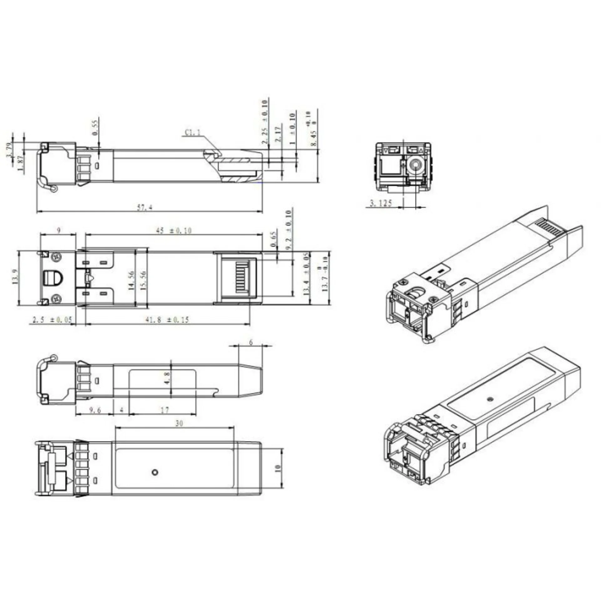 Модуль SFP+ WDM, дальность до 20км (12dB), 1270нм SNR SNR-SFP+W73-20