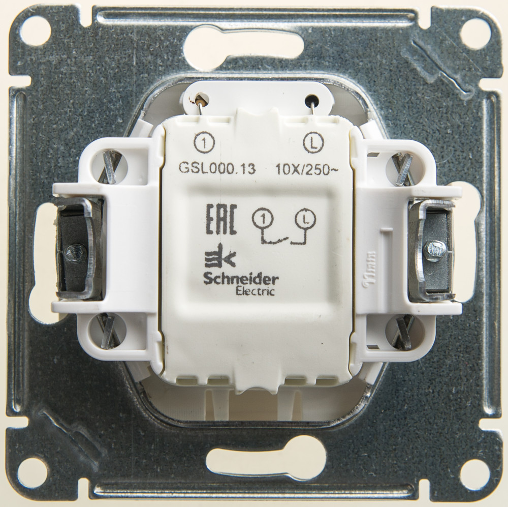 Выключатель одноклавишный, с подсветкой, схема 1а перламутр в рамку Systeme Electric GSL000613