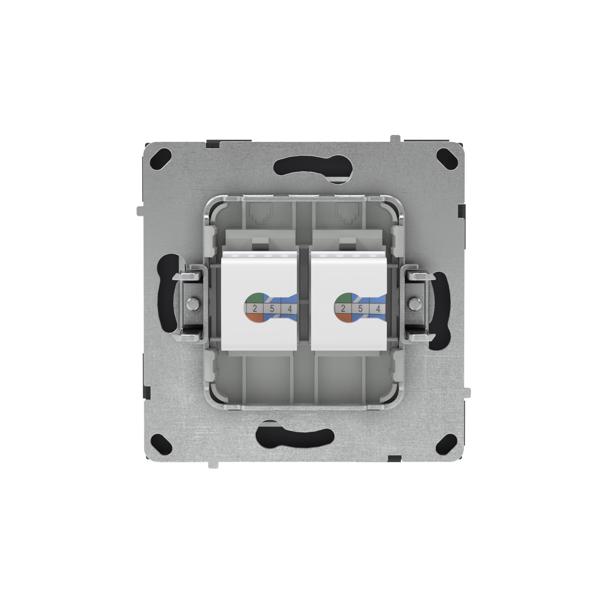 Компьютерная розетка RJ-45 без шторки, кат.5е двойная, KANT, черный уголь DKC 7012664