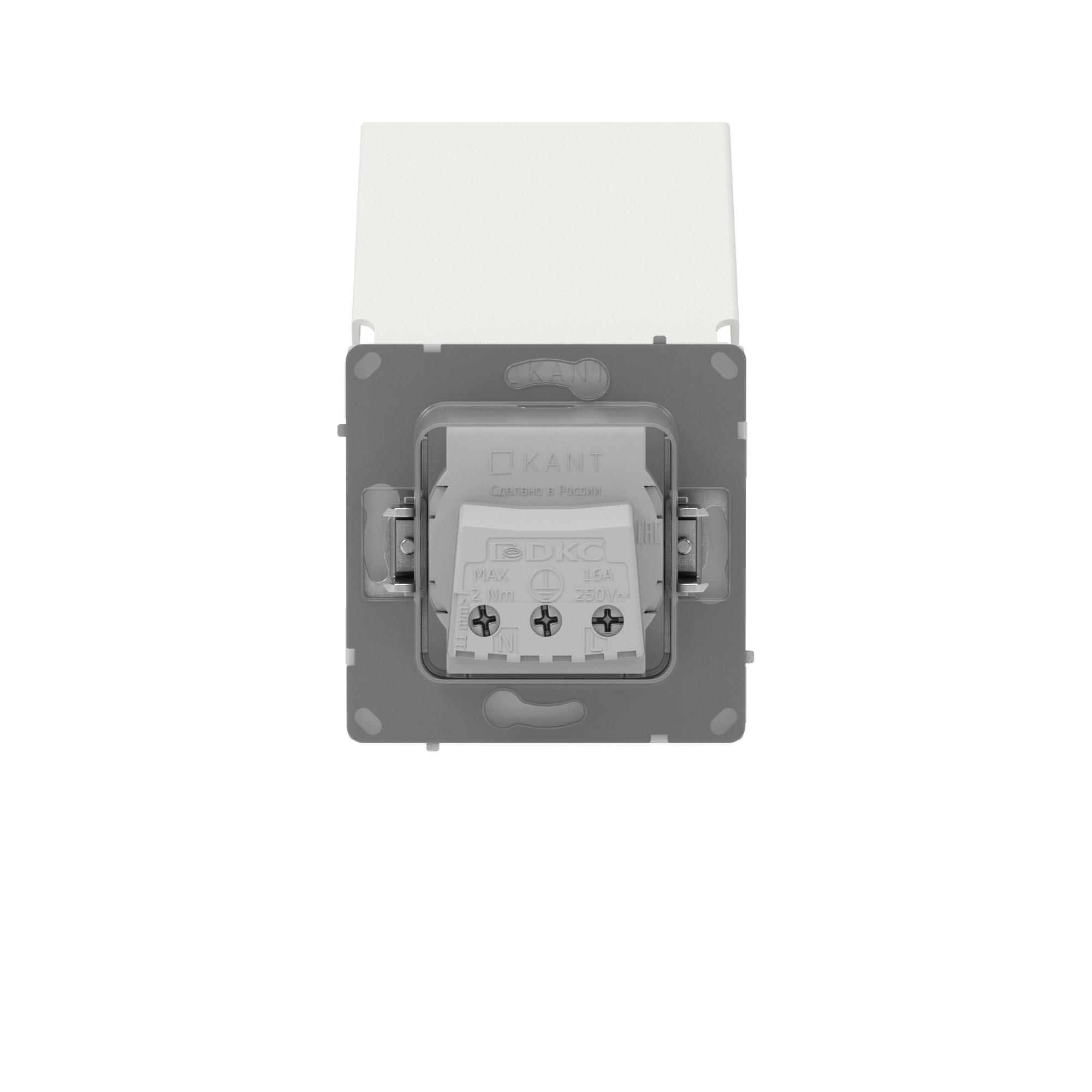 Розетка силовая, 2P+E, с з/ш, с крышкой, IP44, KANT, белый песок DKC 7010013
