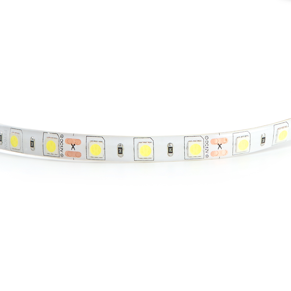 Лента светодиодная LEDх60/м 5м 14.4w/m 12в IP65 дневной FERON LS607 дневной 27652