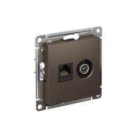 Розетка ATLASDESIGN двойная компьютерная+ТВ RJ45+TV категория 5E механизм мокко Systeme Electric ATN000689