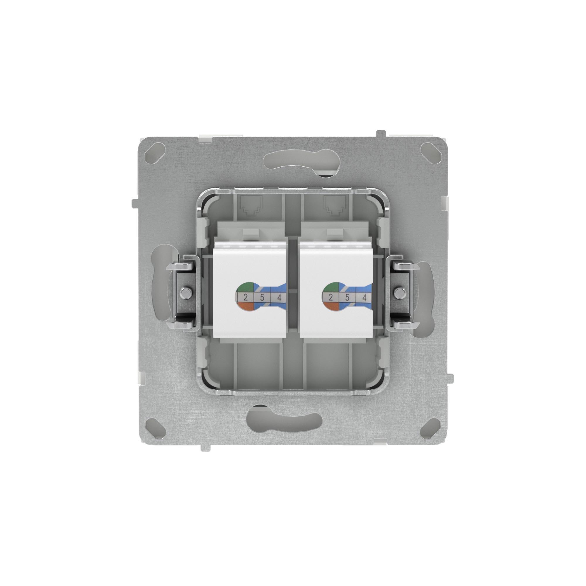 Компьютерная розетка RJ-45 без шторки, кат.5е двойная, KANT, белый песок DKC 7010664