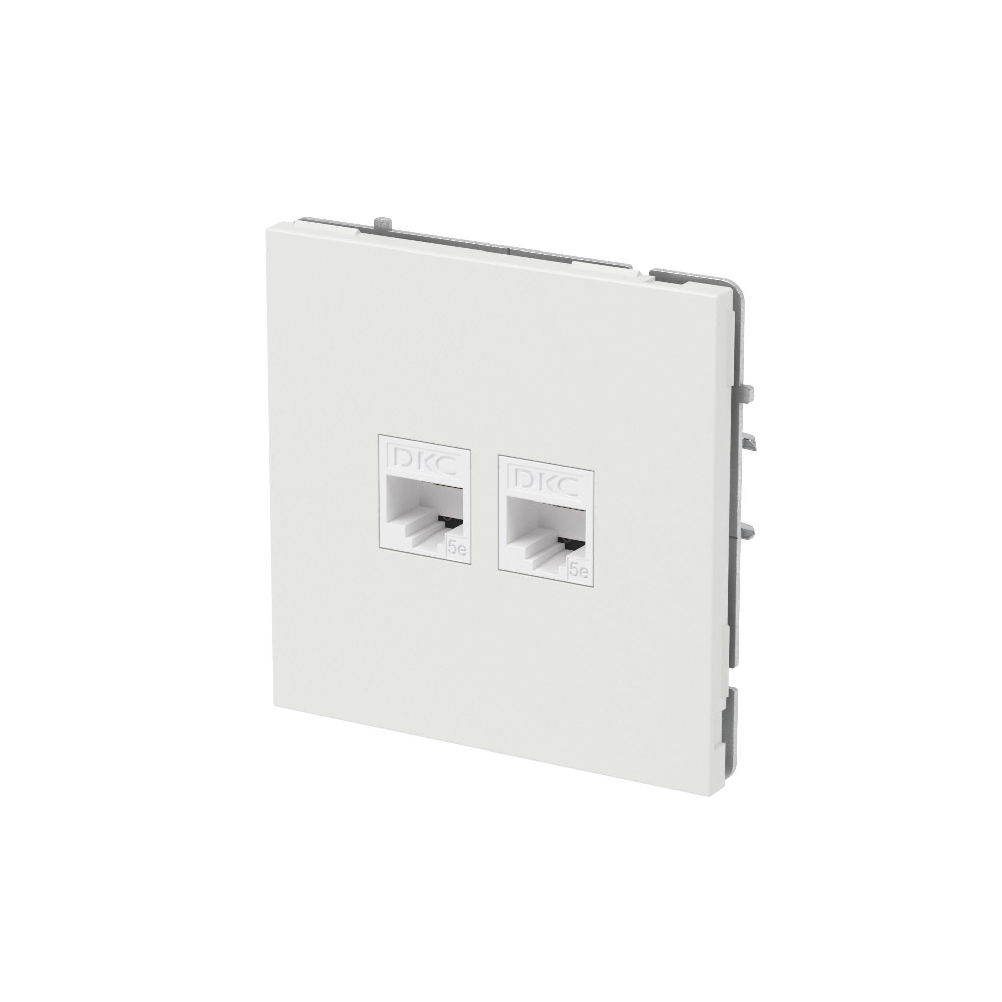 Компьютерная розетка RJ-45 без шторки, кат.5е двойная, KANT, белый песок DKC 7010664
