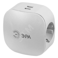 Тройник 3 гнезда 220V + 2xUSB 2000mA, c заземл, со шт белый 6/36/864 SP-3e-USB-2A ЭРА Б0015243