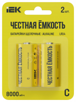 Батарейка щелочная Alkaline LR14/C (2шт/блистер) IEK ABT-LR14-OP-L02