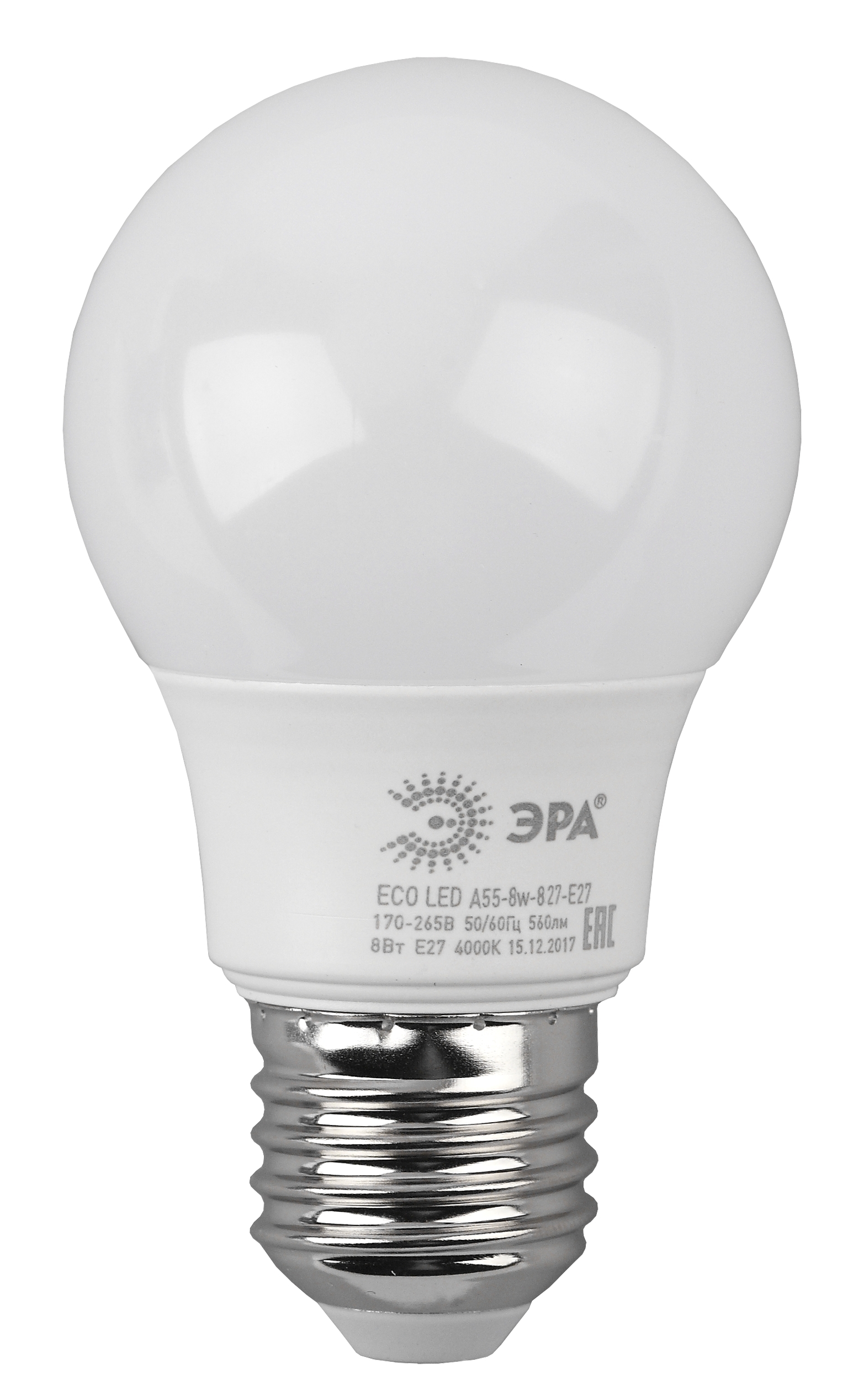 Лампа светодиодная LED 8 Вт 640Лм 2700К груша теплый E27 220-240В ECO LED A55-8W-827-E27 Red Line ЭРА Б0032095