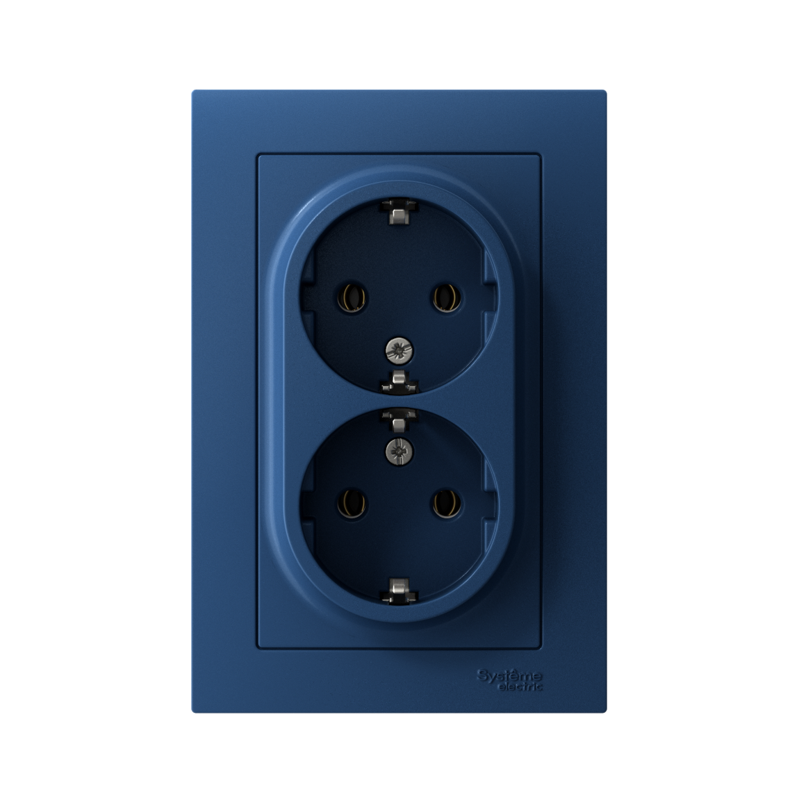 ATLASDESIGN РОЗЕТКА двойная с заземлением, 16А, в сборе, АКВАМАРИН Systeme Electric ATN001124