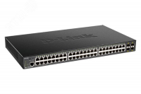 Коммутатор управляемый PoE L2 48 портов 10/100/1000 Мб/с, 4хSFP+, 370 Вт D-Link DGS-1250-52XMP/A1A 124924