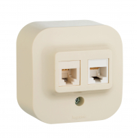 Quteo Розетка телефонная+компьютерная RJ11+RJ45 категория 5 UTP наружная бежевая IEK 782251