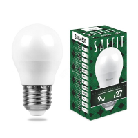 Лампа светодиодная LED 9вт Е27 белый матовый шар SAFFIT SBG4509 55083
