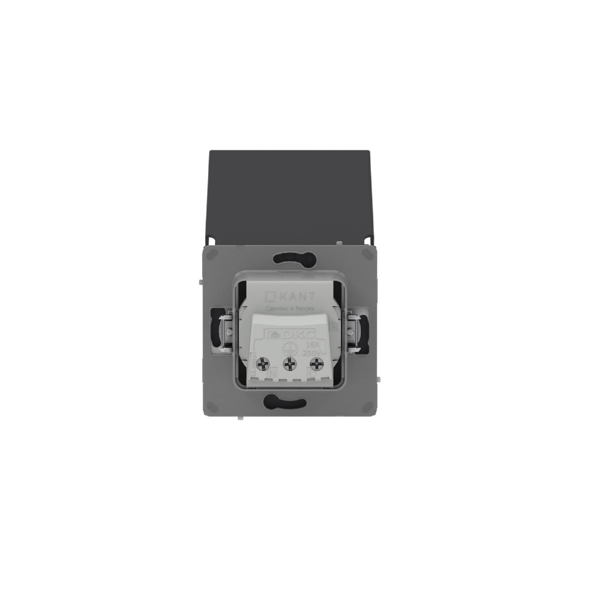 Розетка силовая, 2P+E, с з/ш, с крышкой, IP44, KANT, черный уголь DKC 7012013