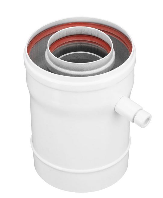 Адаптер коаксиальный d 60/100 мм L 150 мм вертикальный с фланцем и конденсатоотводом УТДК 01.01.026.000-01