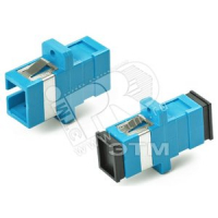 Адаптер проходной оптический SC/UPC-SC/UPC SM simplex корпус пластиковый синий/черные колпачки Hyperline 243946