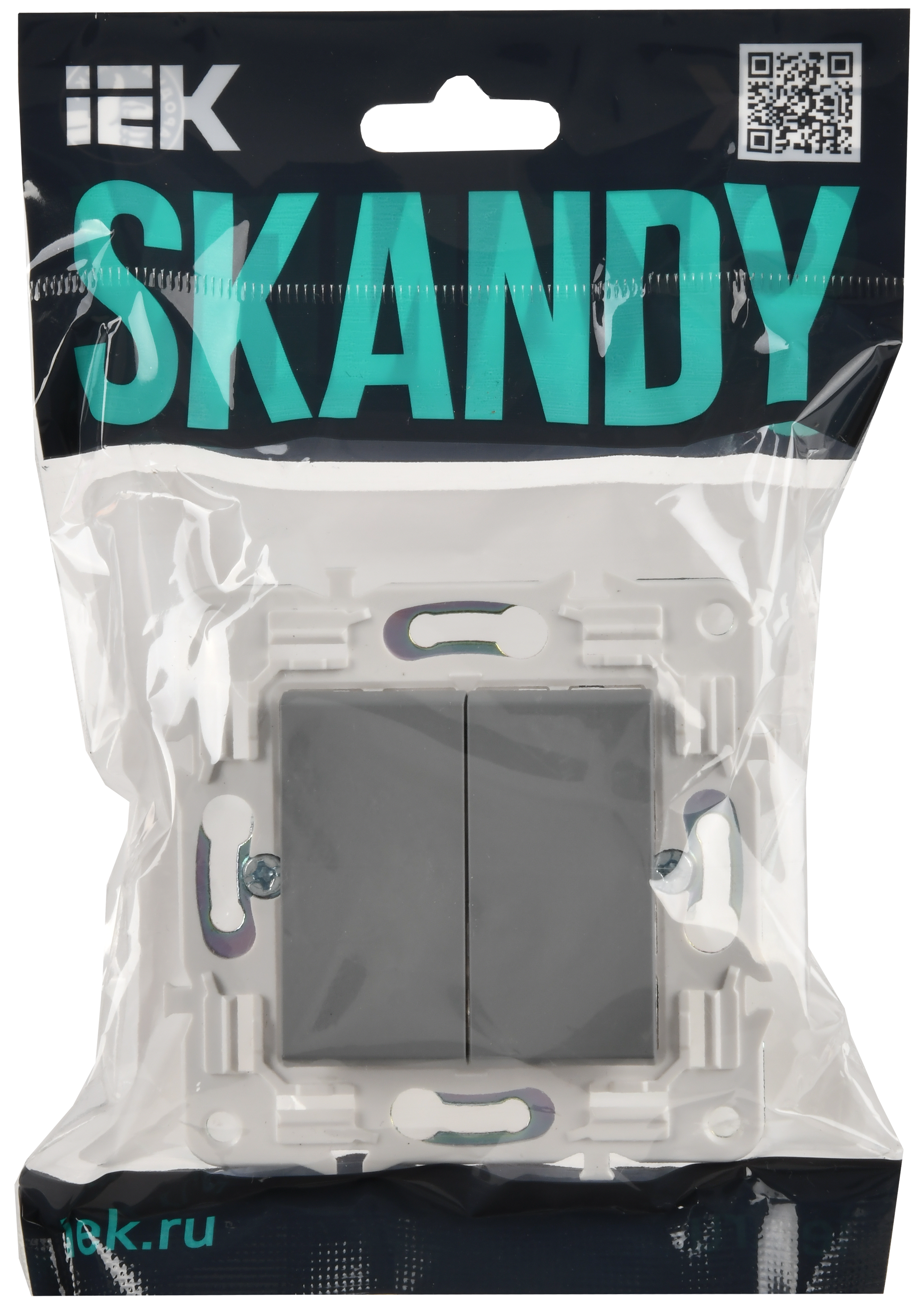 SKANDY Выключатель 2-клавишный проходной 10А SK-V05Gr серый IEK SK-V22-0-10-K03