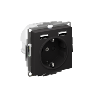 Розетка ATLASDESIGN 16А+USB  A+A, механизм, КАРБОН Systeme Electric ATN001030