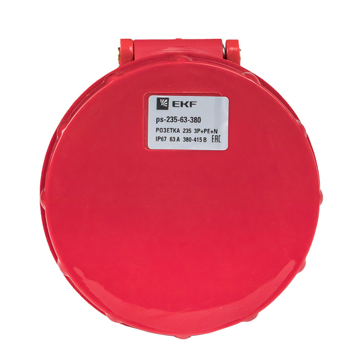 Розетка кабельная 63А 3Р+N+Е IP67 переносная 380В EKF ps-235-63-380