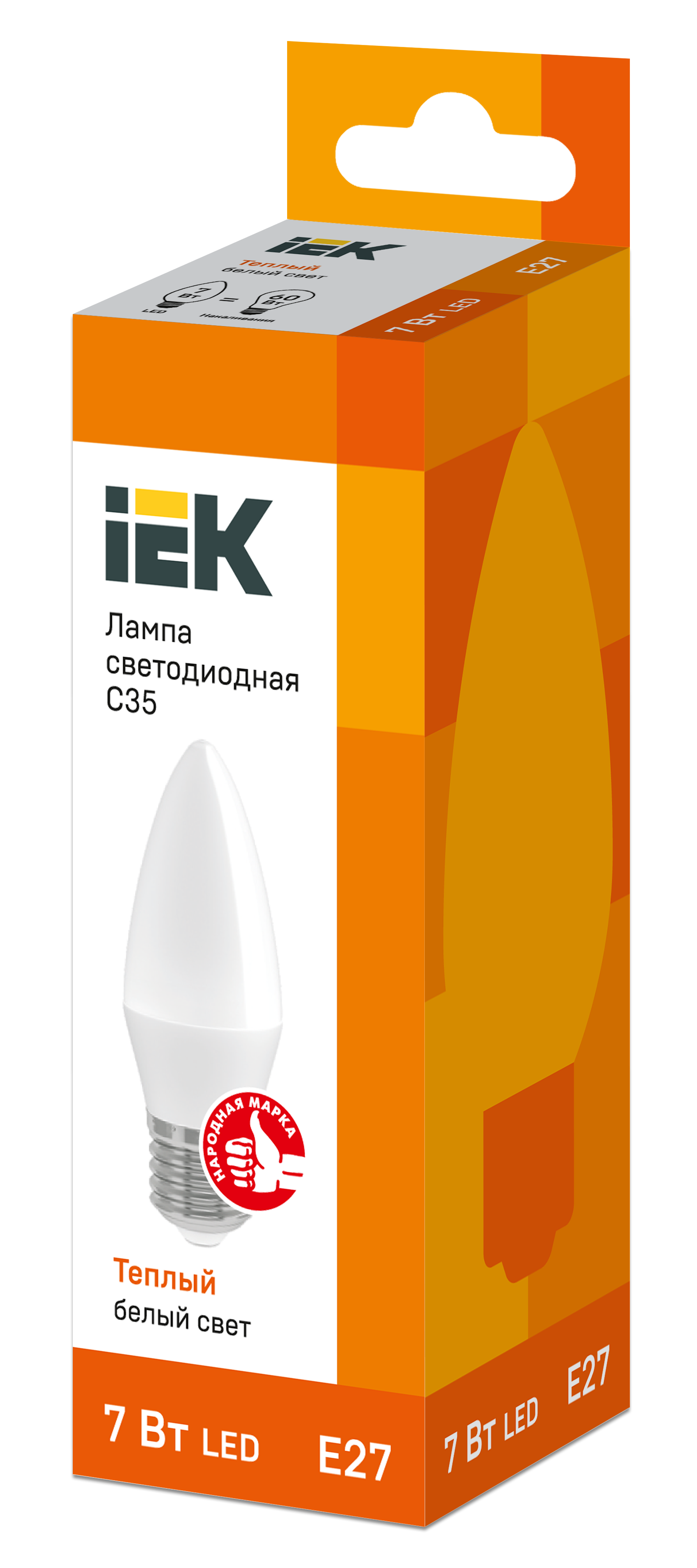 Лампа светодиодная C35 свеча 7Вт 230В 3000К E27 IEK LLE-C35-7-230-30-E27