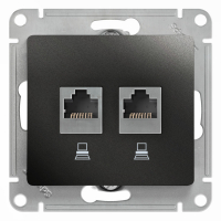 Розетка Glossa двойная компьютерная RJ45 + RJ45 кат.5E механизм антрацит Systeme Electric GSL000785KK
