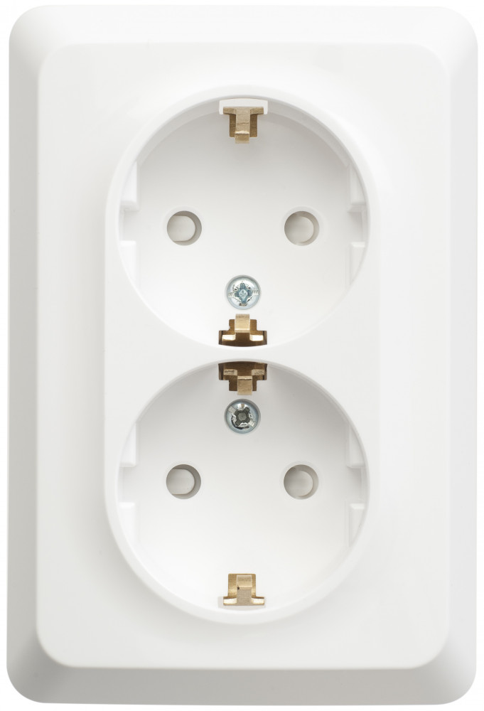 ЭТЮД Розетка двойная скрытой установки с заземлением со шторками 16А 250B, белый Systeme Electric PC16-108B
