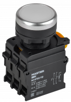 Кнопка с подсветкой d=22мм 1NO+1NC белая MASTER IEK MI-BT60-11D-3-12-K01