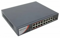 Коммутатор неуправляемый PoE, 16x10/100 Мб/с RJ45, 1xUplink 100 Мб/с, 1xSFP, 135 Вт Hikvision DS-3E0318P-E/M(С) 301802543