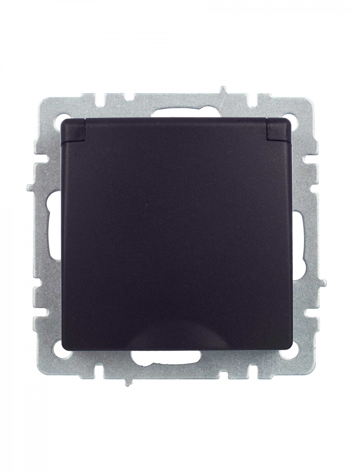 BRITE Розетка с заземлением с защитными шторками и крышкой 16А IP44 РСбш10-3-44-БрЧ черный IEK BR-R16-16-44-K02