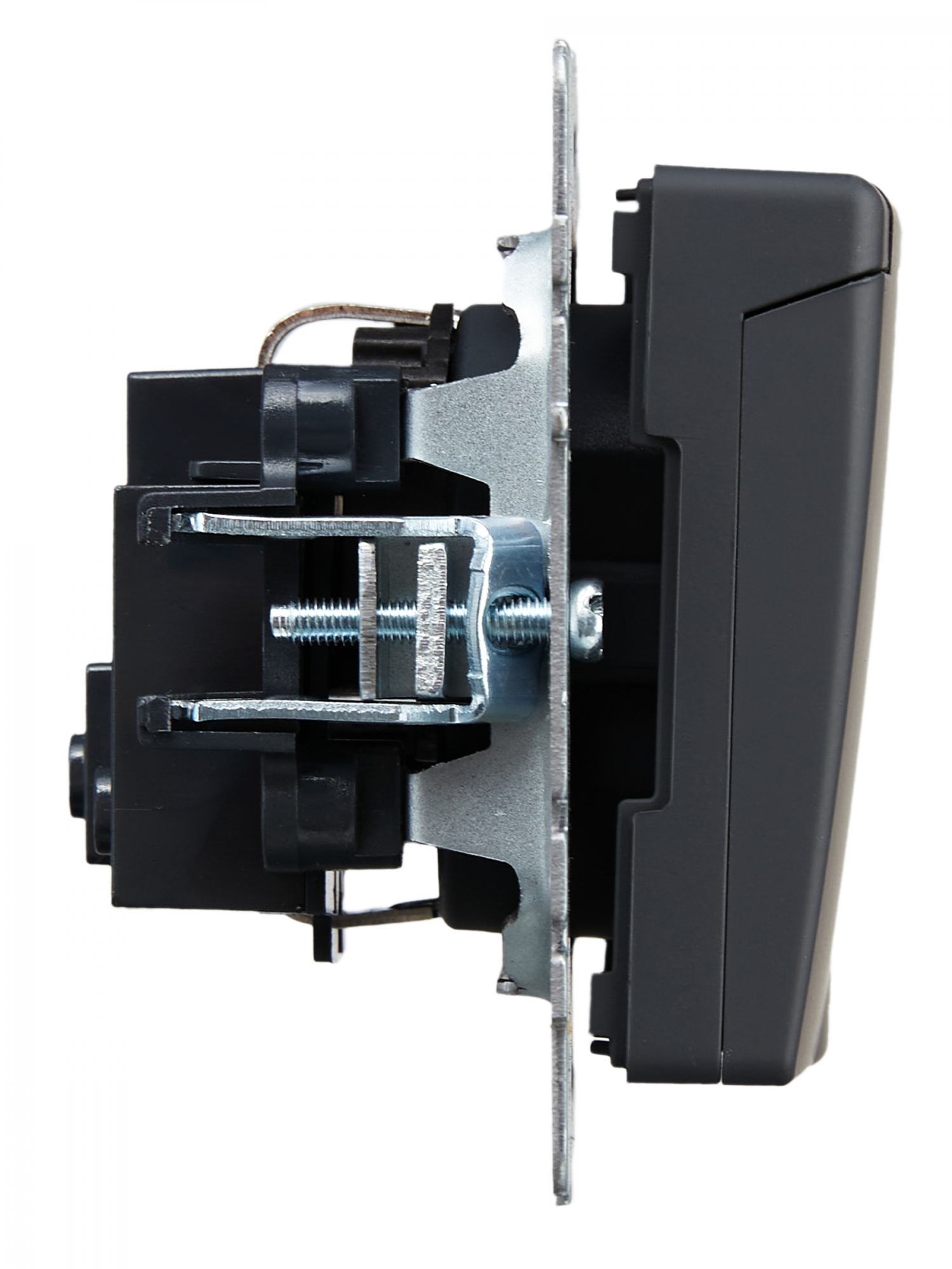 BRITE Розетка с заземлением с защитными шторками и крышкой 16А IP20 РСбш10-3-БрГ графит IEK BR-R16-16-K53