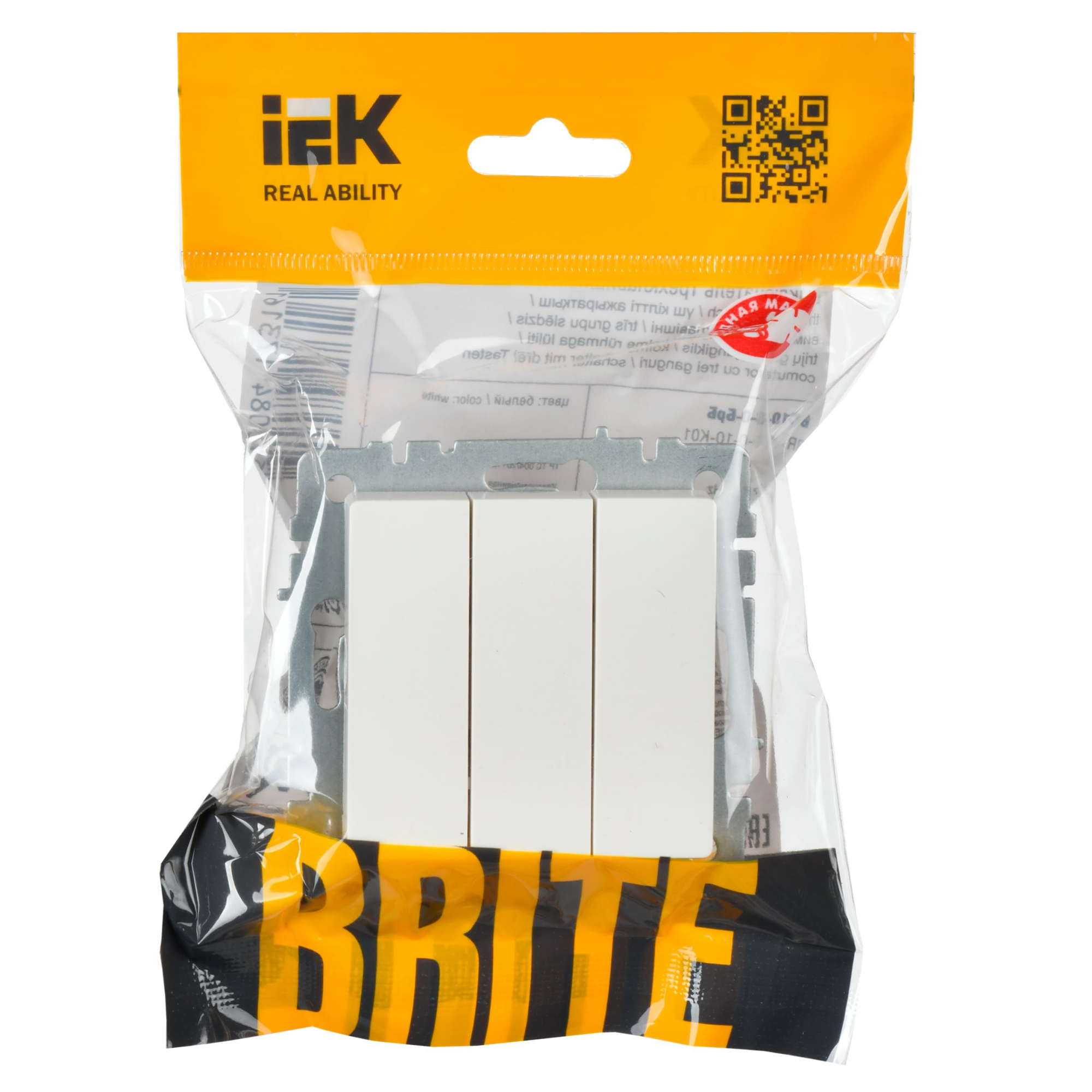 BRITE Выключатель трехклавишный 10А ВС10-3-0-БрБ белый IEK BR-V30-0-10-K01