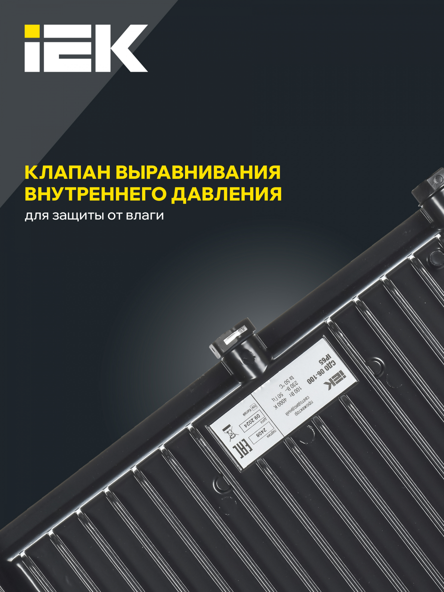 Прожектор СДО 06-100 светодиодный черный IP65 6500K IEK LPDO601-100-65-K02