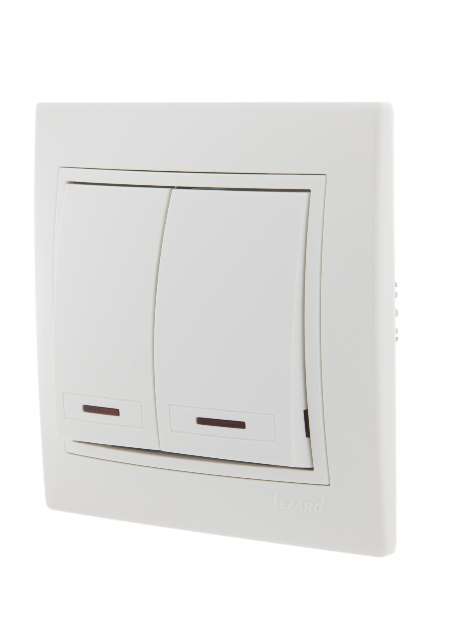 MIRA Выключатель двухклавишный с подсветкой белый с белой вставкой Lezard 701-0202-112