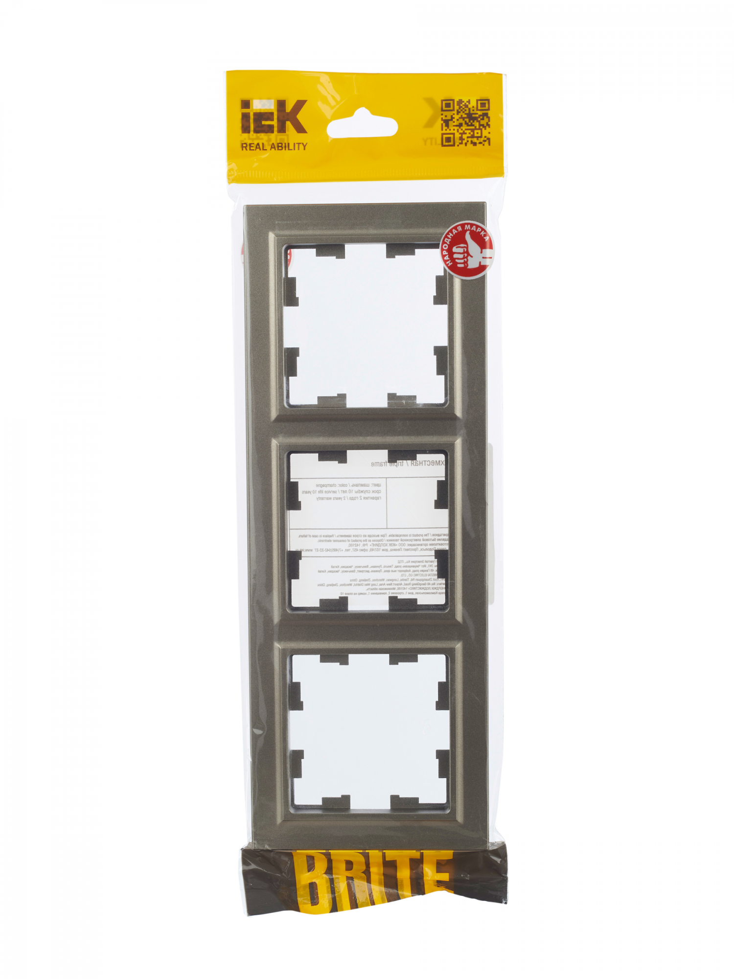 BRITE Рамка 3 поста РУ-3-БрШ шампань IEK BR-M32-K37