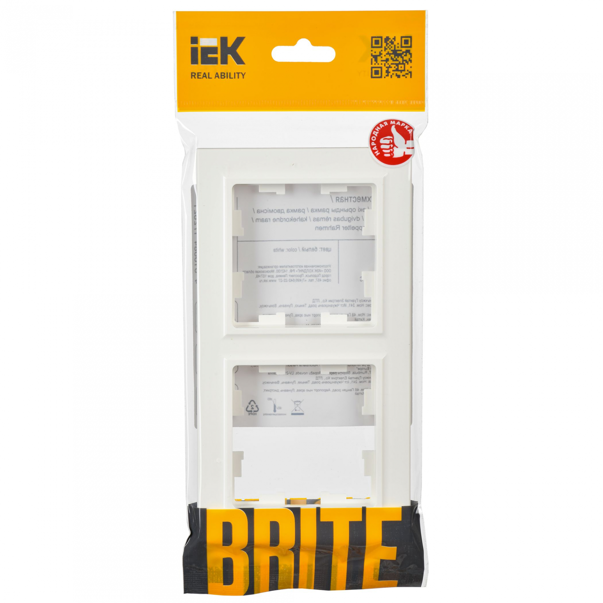 BRITE Рамка 2 поста РУ-2-БрБ белый IEK BR-M22-K01