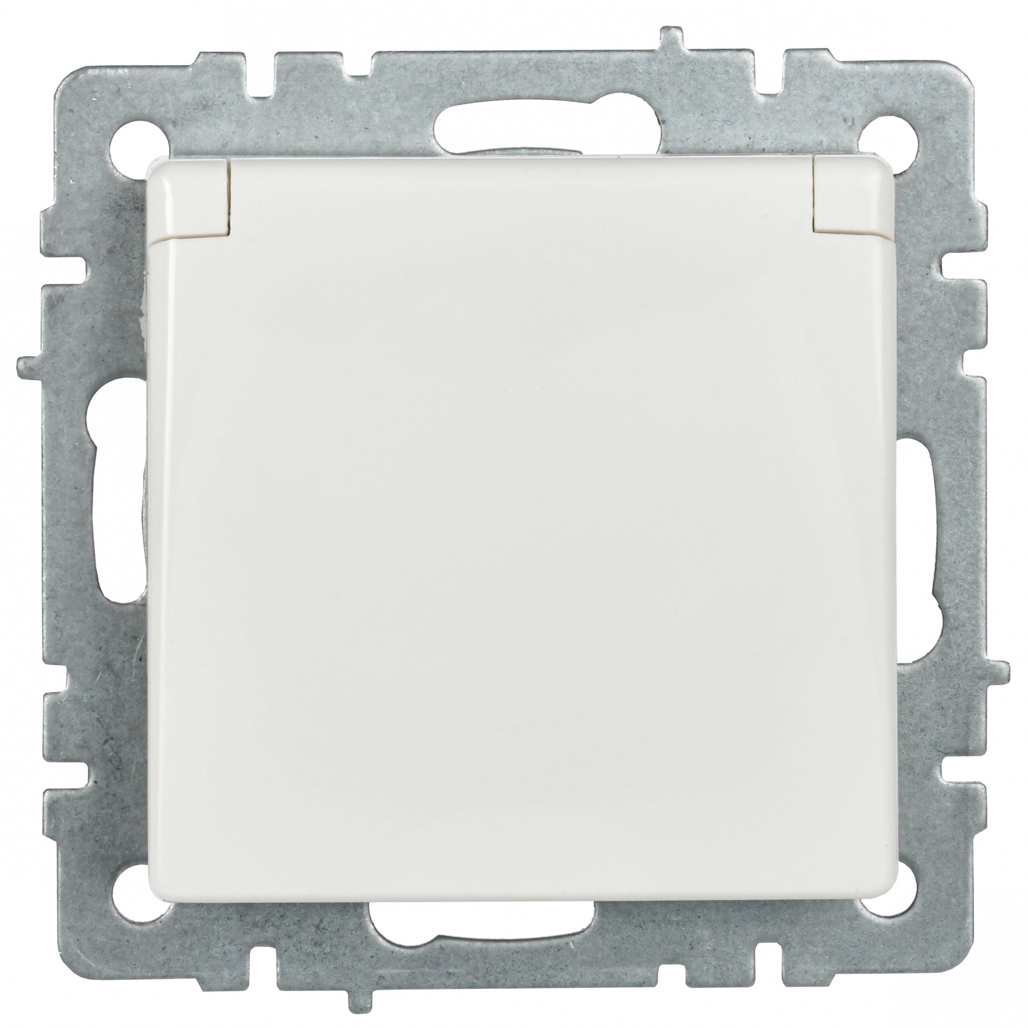 BRITE Розетка с заземлением с защитными шторками и крышкой 16А IP20 РСбш10-3-БрБ белый IEK BR-R16-16-K01