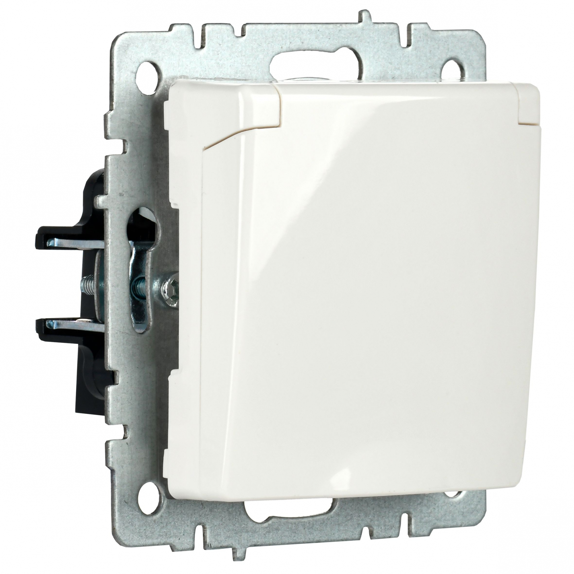 BRITE Розетка с заземлением с защитными шторками и крышкой 16А IP20 РСбш10-3-БрБ белый IEK BR-R16-16-K01