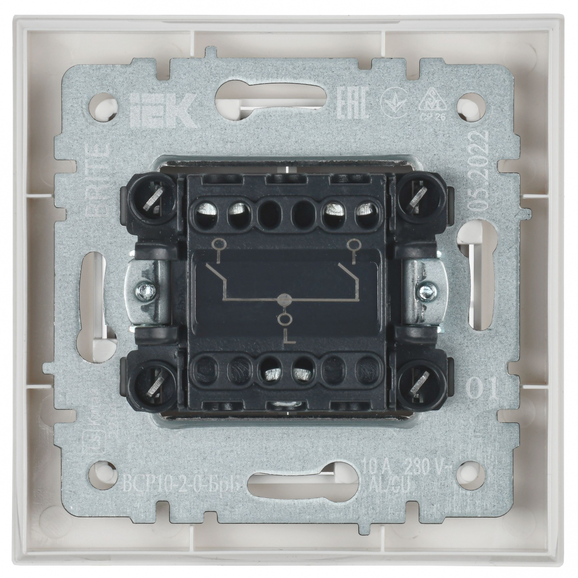 BRITE Выключатель двухклавишный 10А в сборе ВСР10-2-0-БрБ белый IEK BR-V20-0-10-K01-F