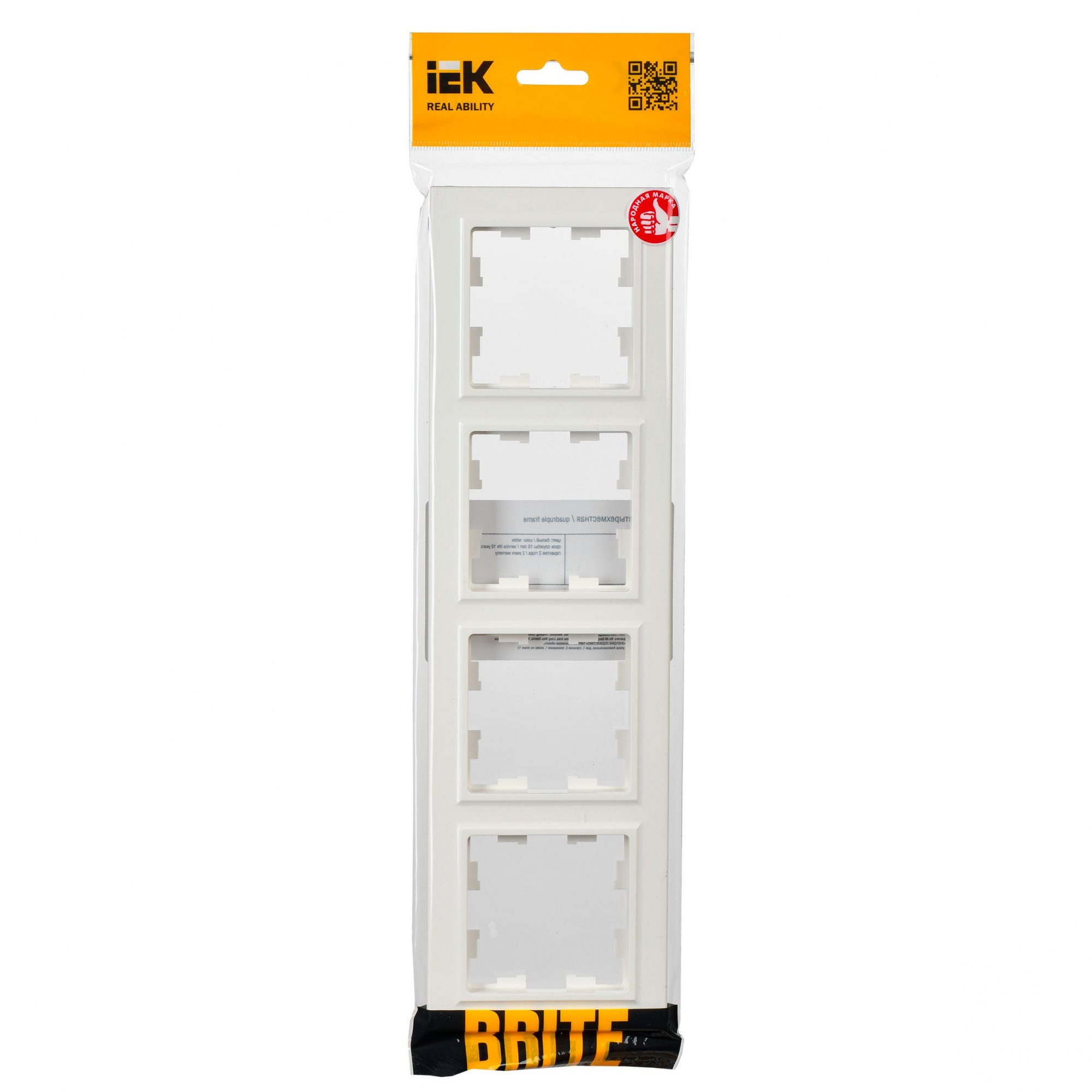 BRITE Рамка 4 поста РУ-4-БрБ белый IEK BR-M42-K01