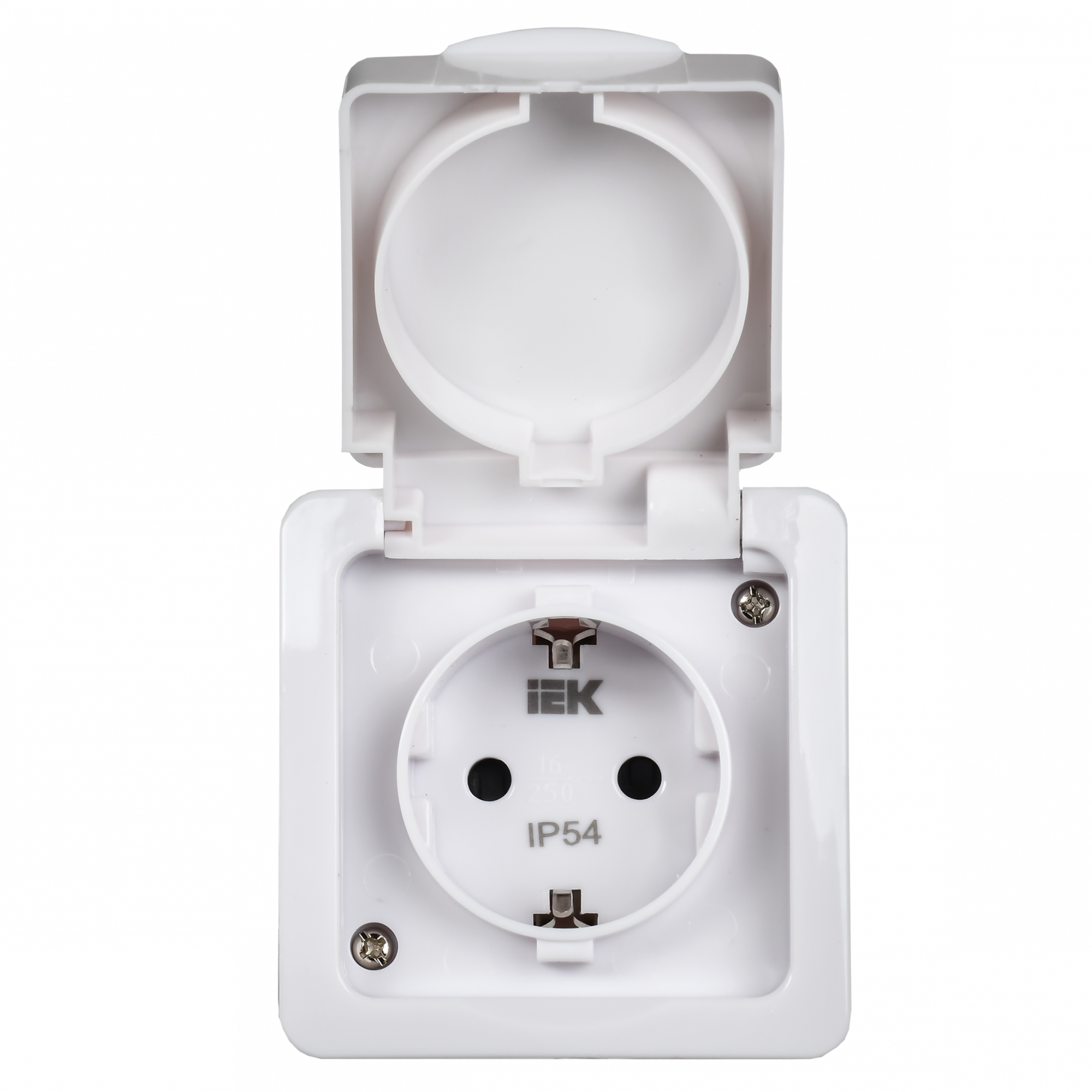 Гермес PLUS Выключатель одноклавишный проходной наружный белый IP54 IEK EVMP12-K01-10-54-EC