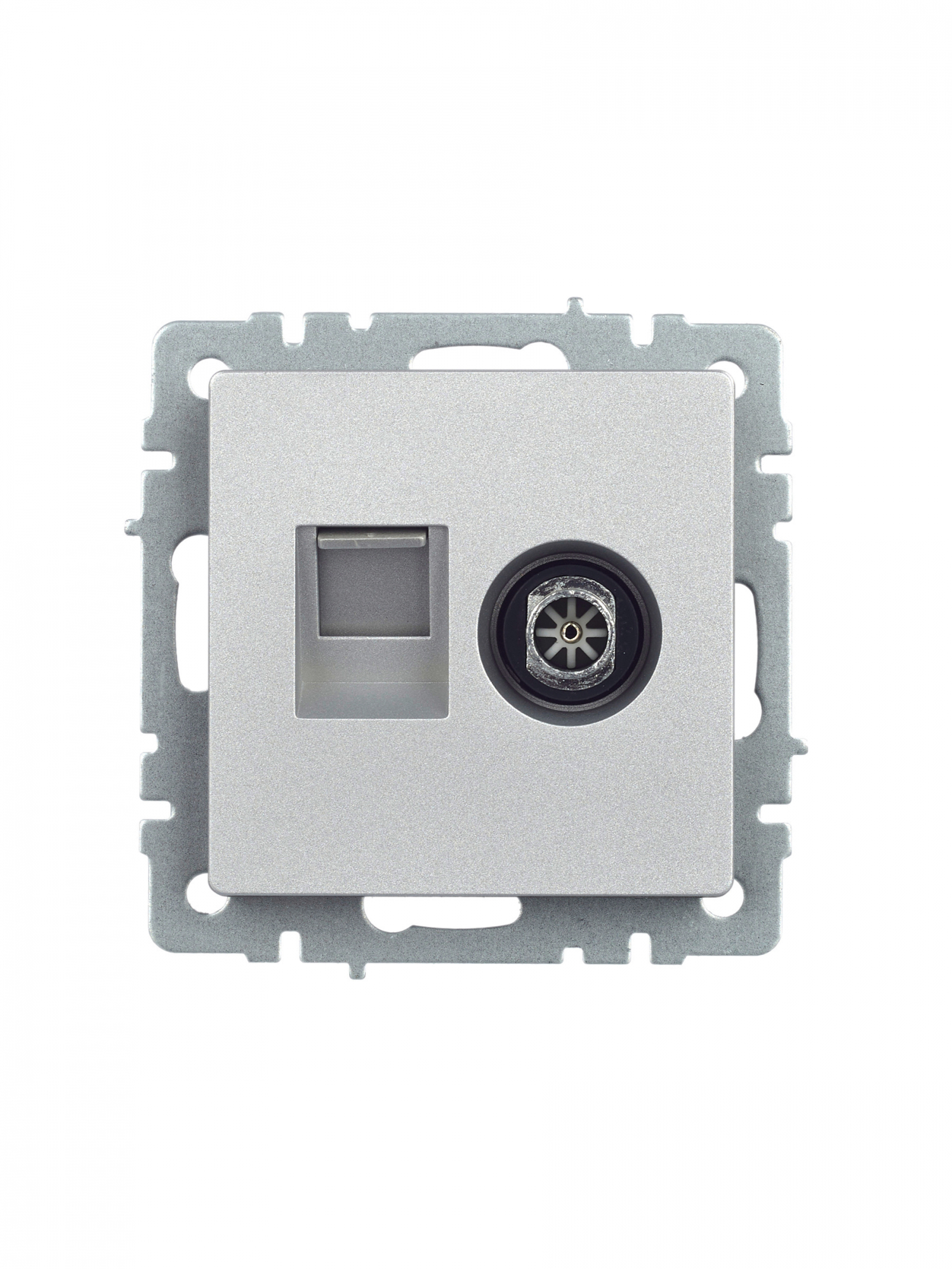 BRITE Розетка двойная TV+RJ45 кат.5E РТВ/РК12-БрА алюминий IEK BR-AK20-1-K47
