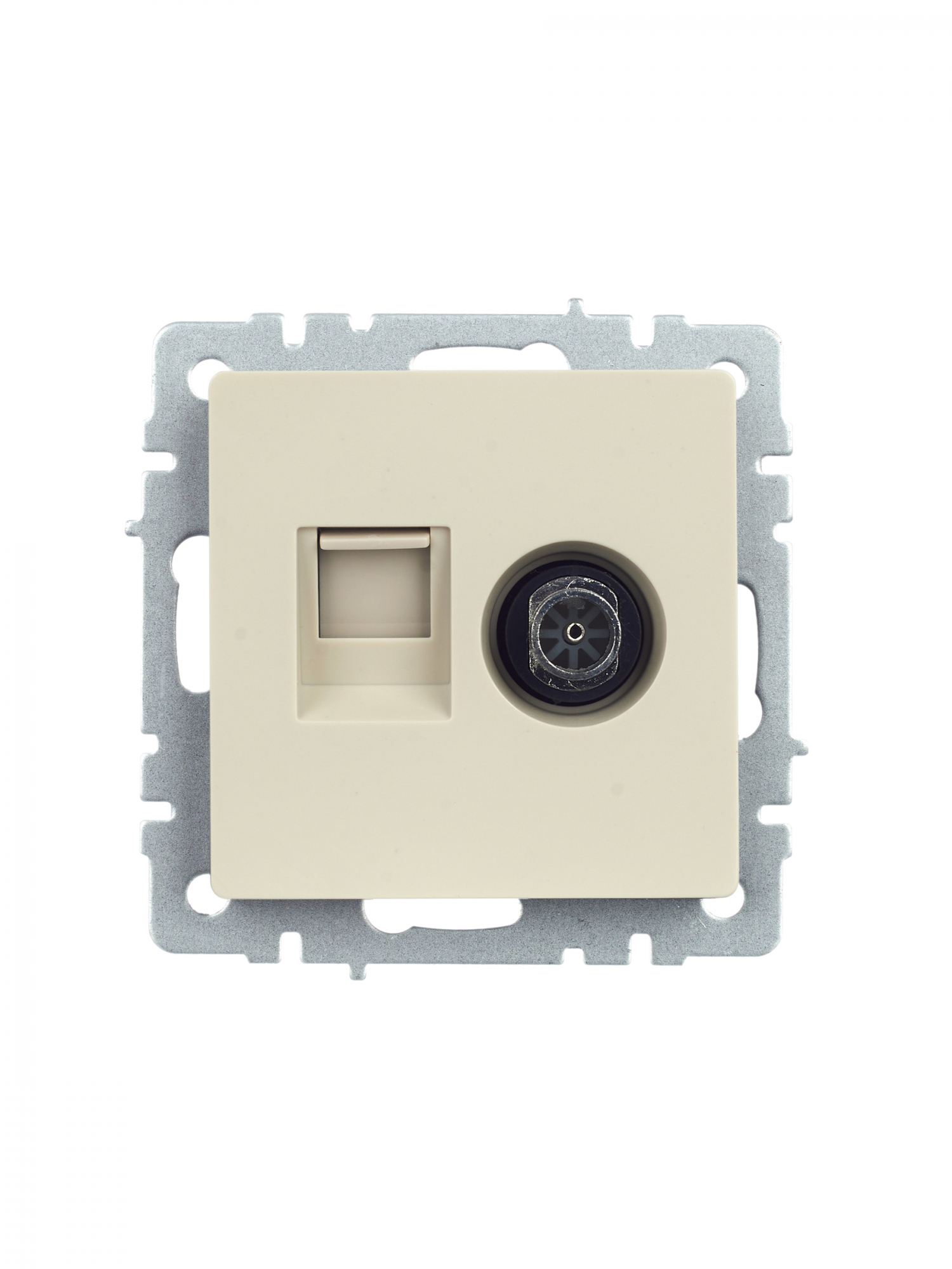 BRITE Розетка двойная TV+RJ45 кат.5E РТВ/РК12-БрКр бежевый IEK BR-AK20-1-K10
