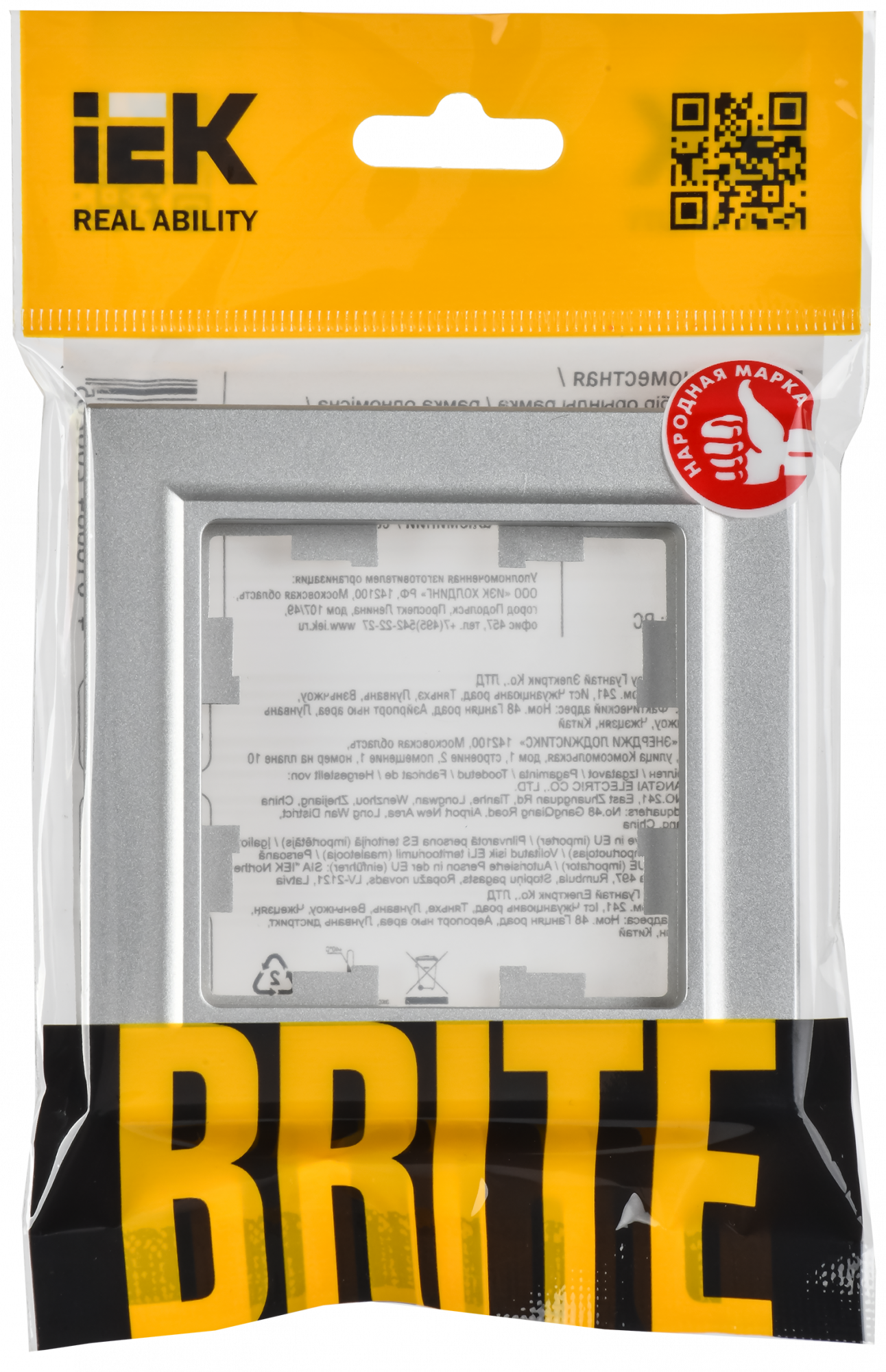 BRITE Рамка 1 пост РУ-1-БрА алюминий IEK BR-M12-K47