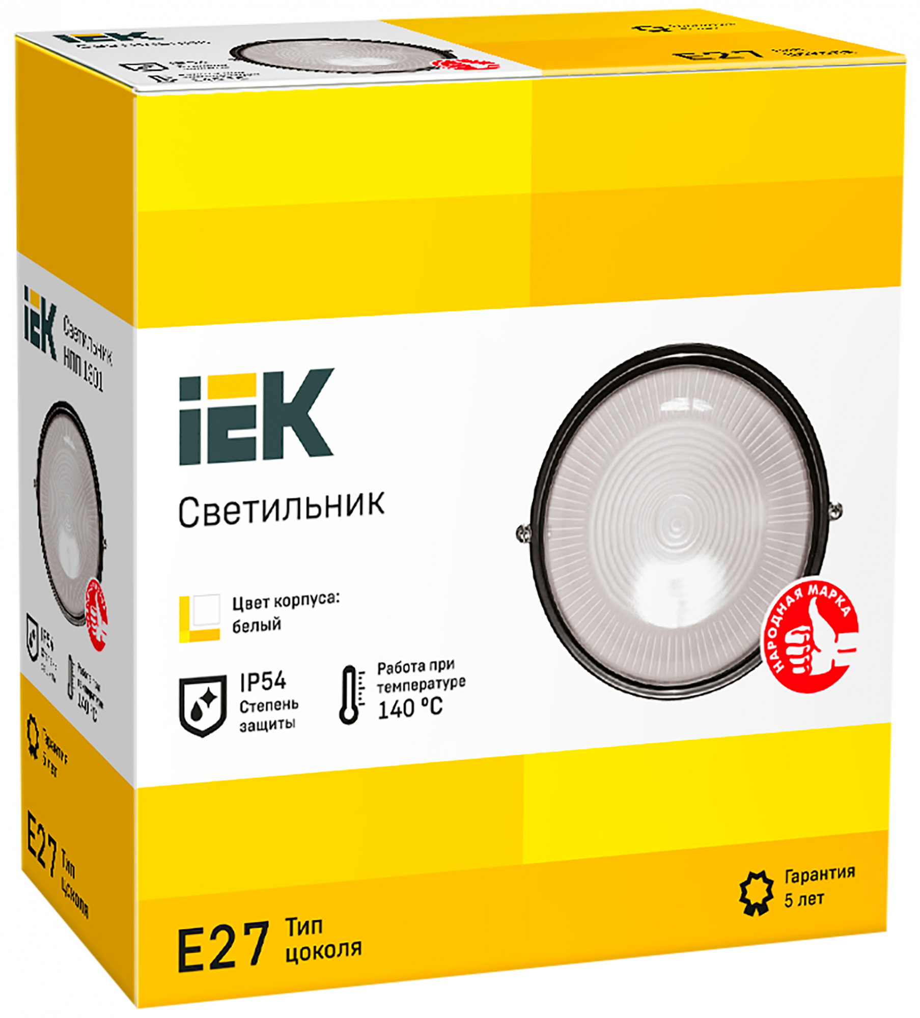 Светильник НПП1301 белый/круг 60Вт IP54 IEK LNPP0-1301-1-060-K01