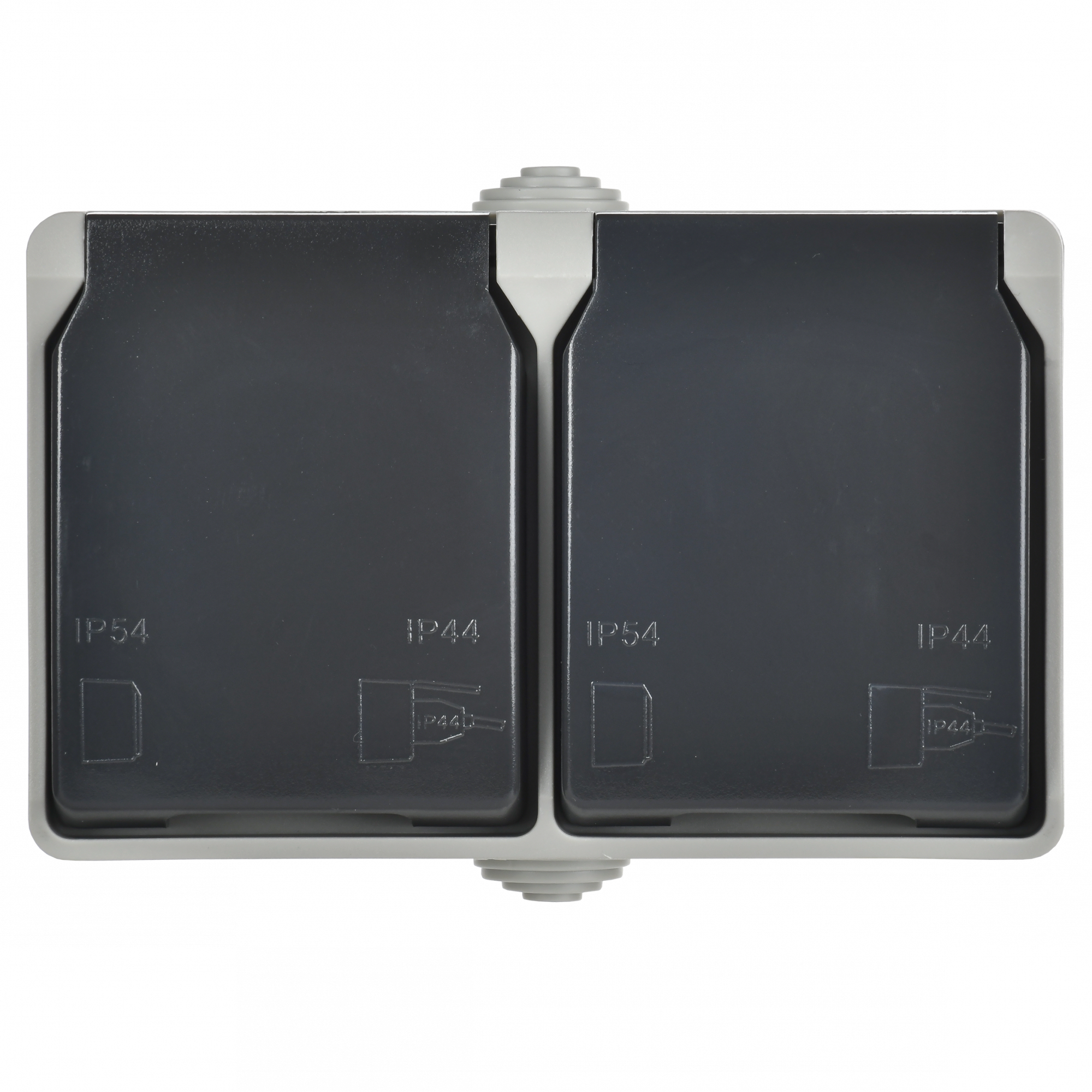 ФОРС Розетка двойная наружная с заземлением с крышкой IP54 IEK ERS22-K03-16-54-DC