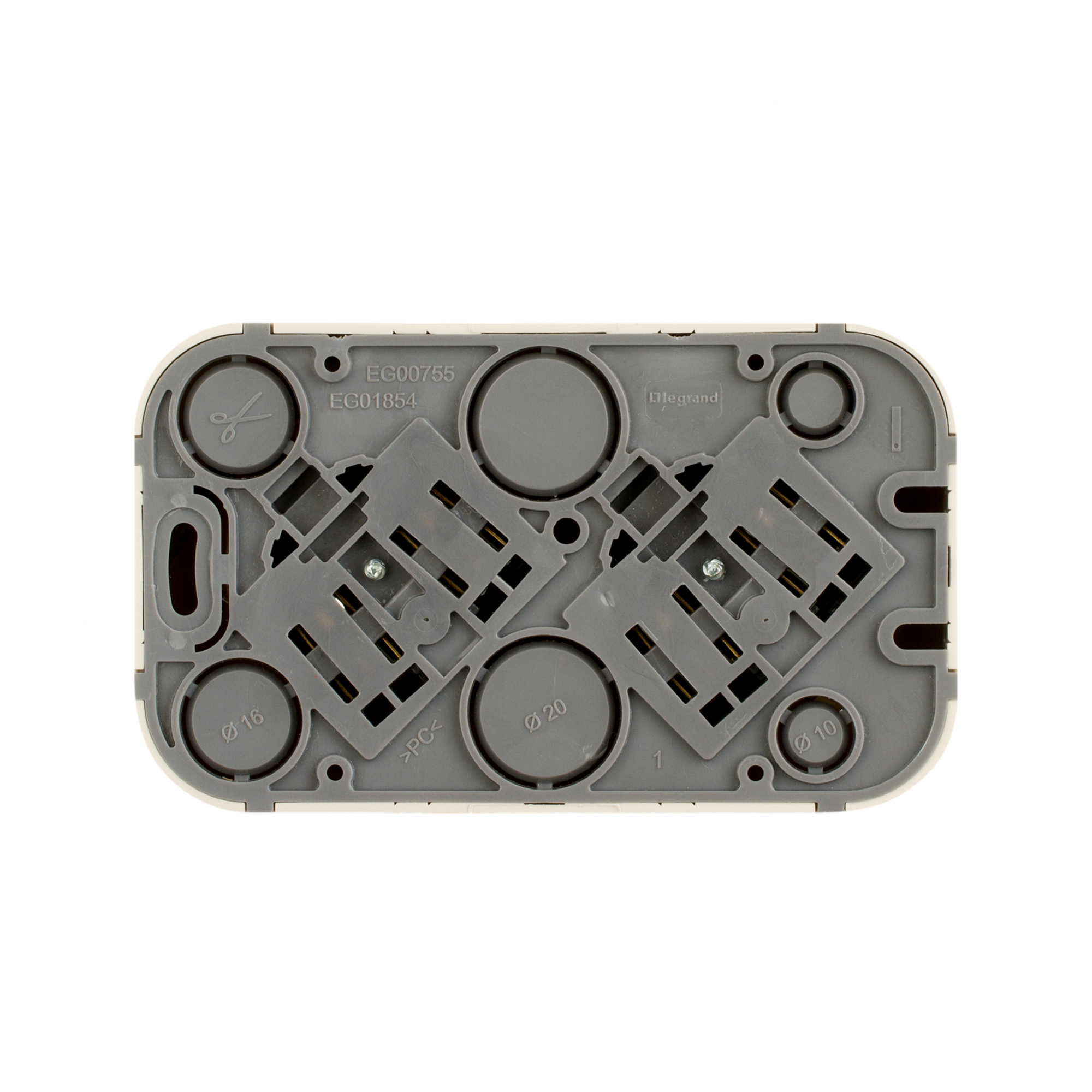 Quteo Розеточный блок с предварительным           подключением 2 x 2К+З без шторок - 16 A - 250 В IP20 - Слоновая кость Legrand 782263