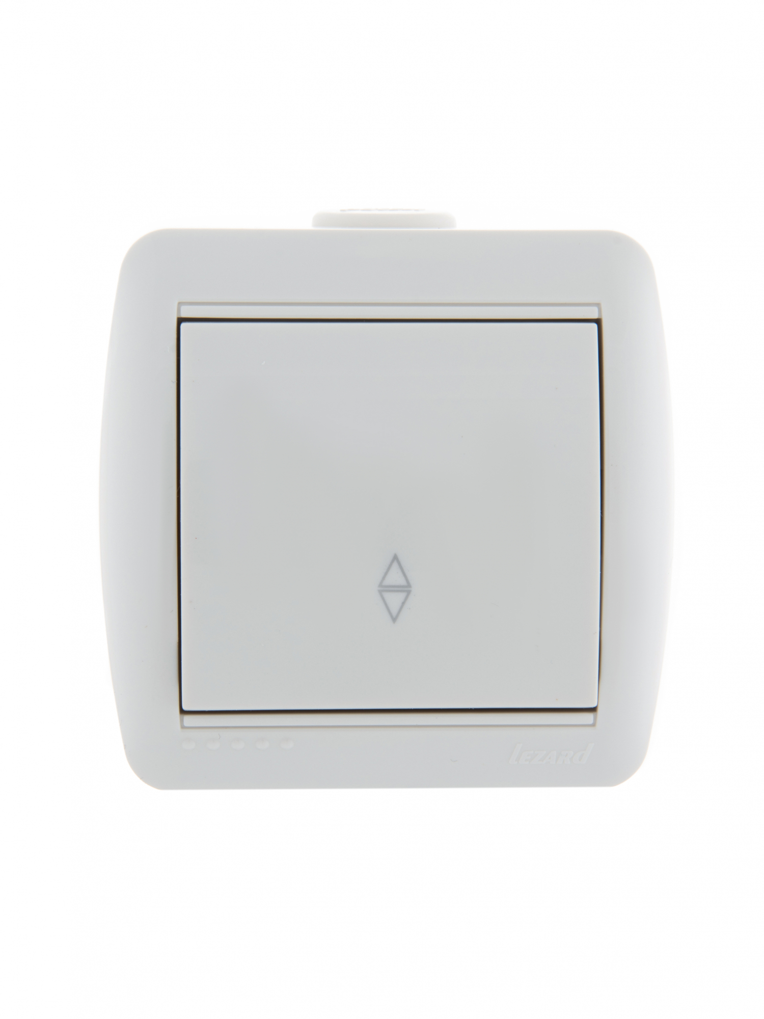 Выключатель одноклавишный, проходной, белый Lezard 710-0200-105