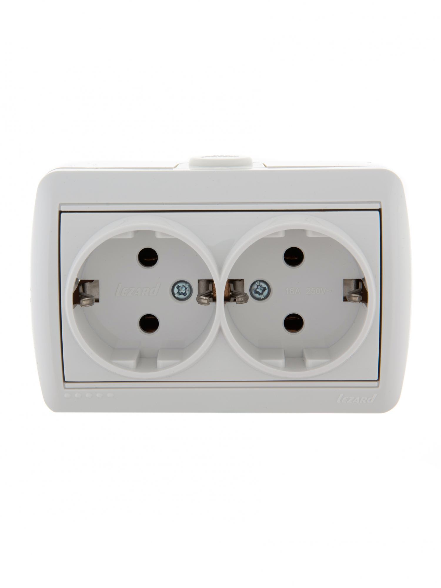 HATA Розетка двойная с заземлением белая Lezard 710-0200-127