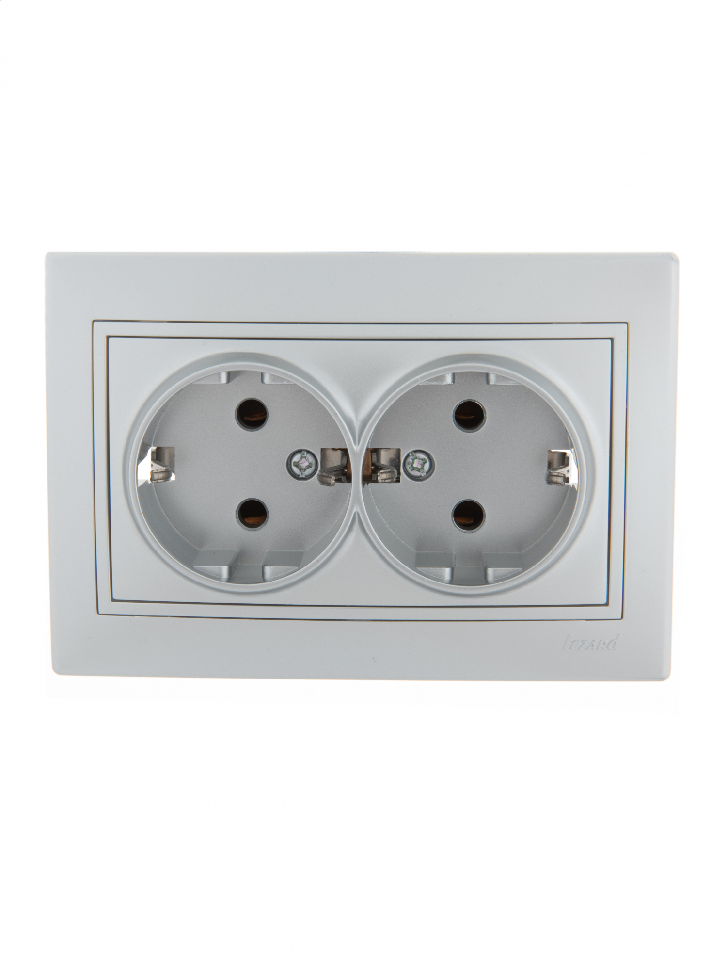 MIRA Розетка двойная с заземлением металлик серая Lezard 701-1010-127