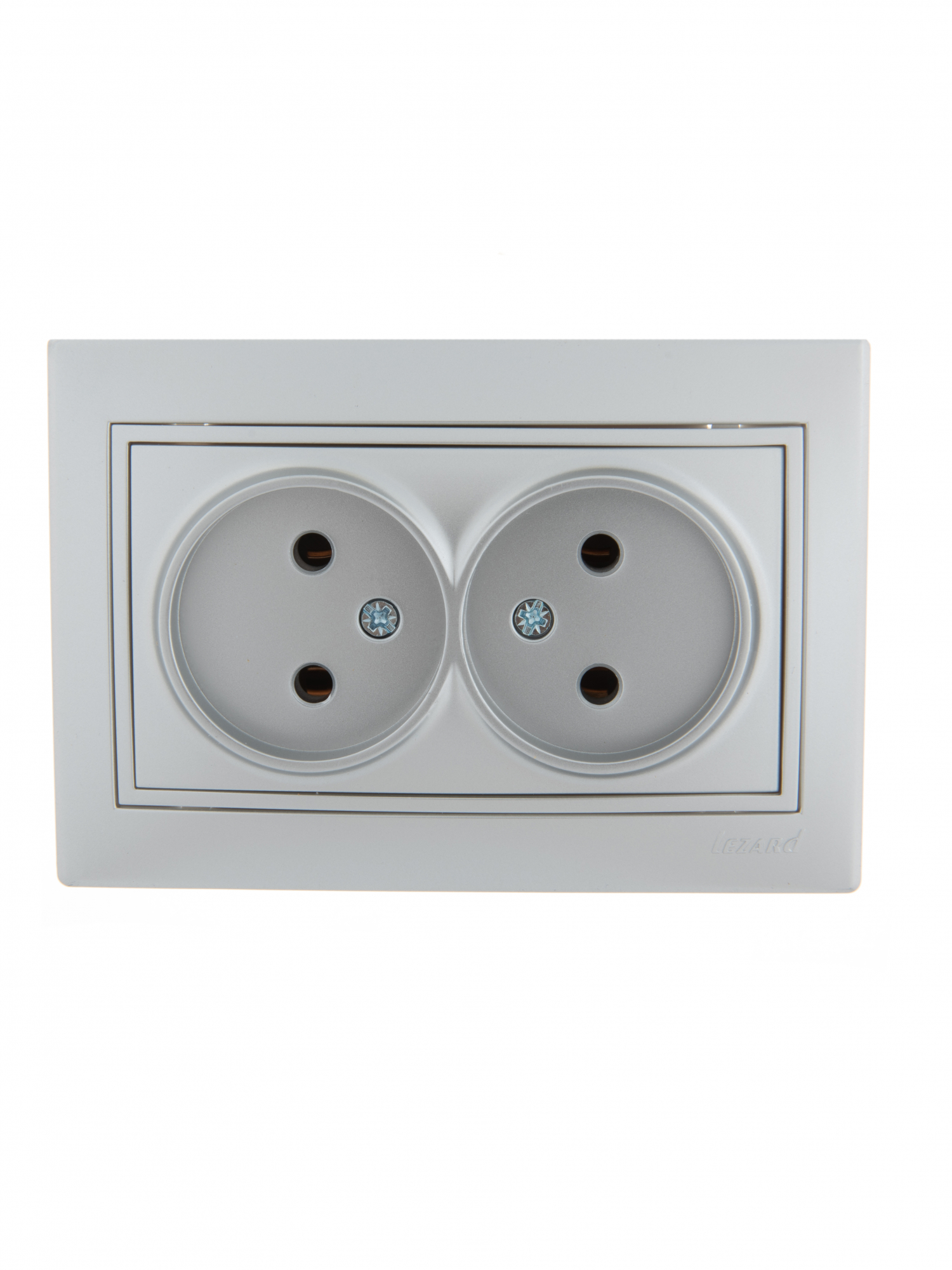 MIRA Розетка двойная без заземления металлик серая Lezard 701-1010-128