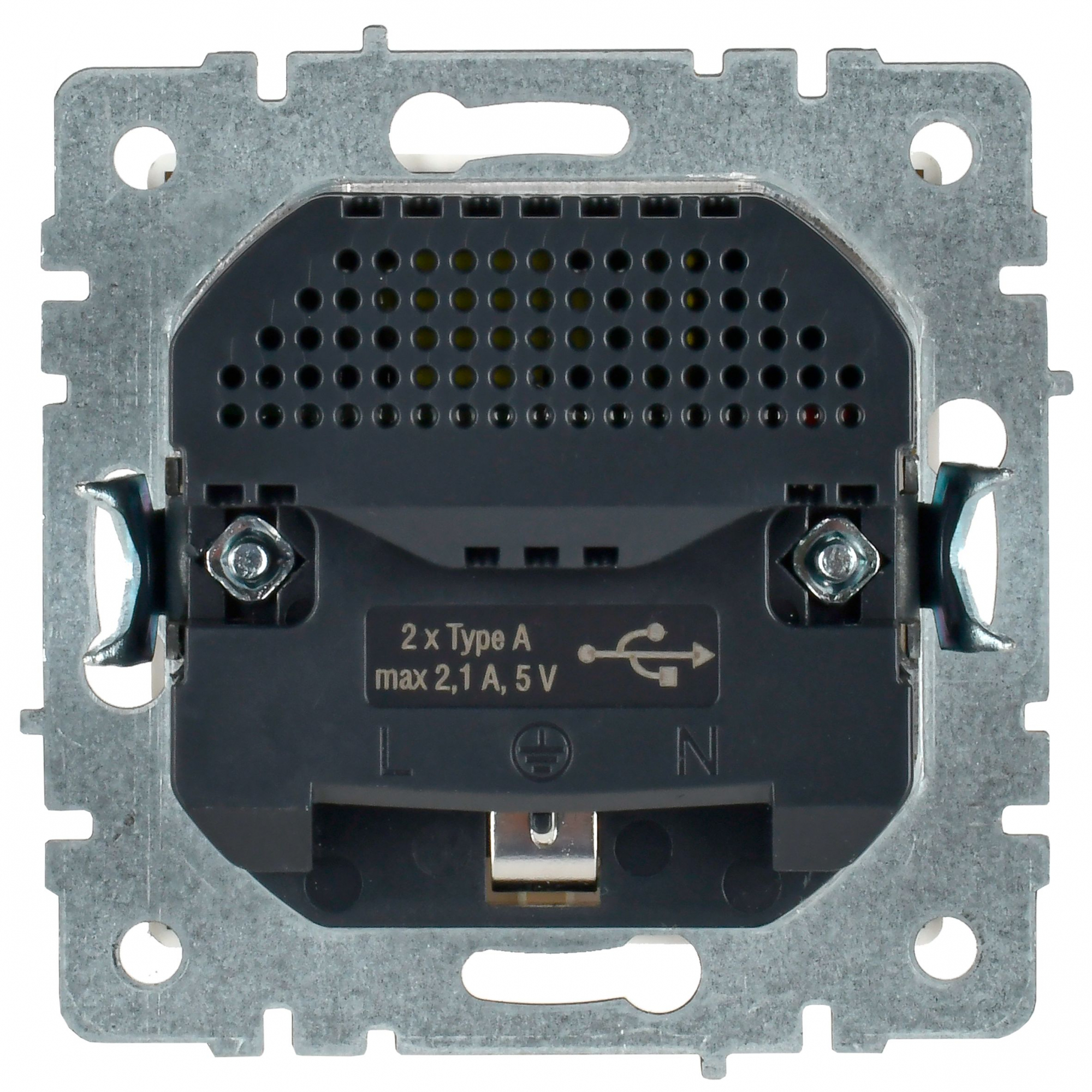 BRITE Розетка с заземлением с защитными шторками 16А с USB A+A 2,1А РЮш10-1-БрБ белый IEK BR-R14-16-U21-D21-K01