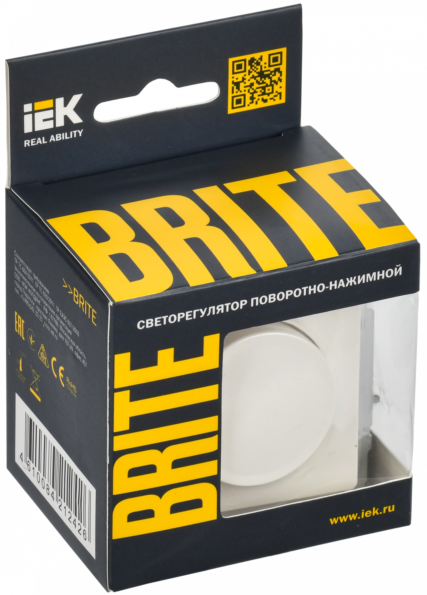 BRITE Светорегулятор поворотно-нажимной 600Вт СС10-1-0-БрБ белый IEK BR-D20-0600-K01
